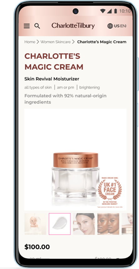 The same product detail on mobile