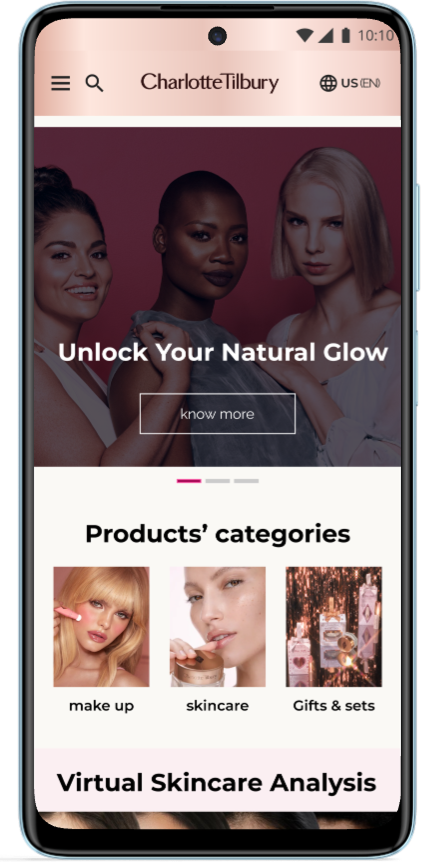The same homepage on mobile